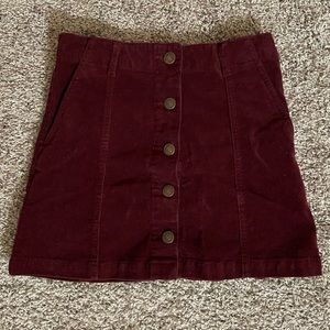 Forever 21 Burgundy Corduroy Mini Skirt with Pockets